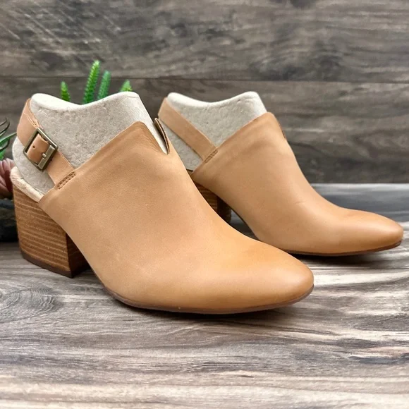 NIB Korks Kork Ease Rayleigh Slingback Block Heel Leather Clogs Natural - Picture 6 of 14